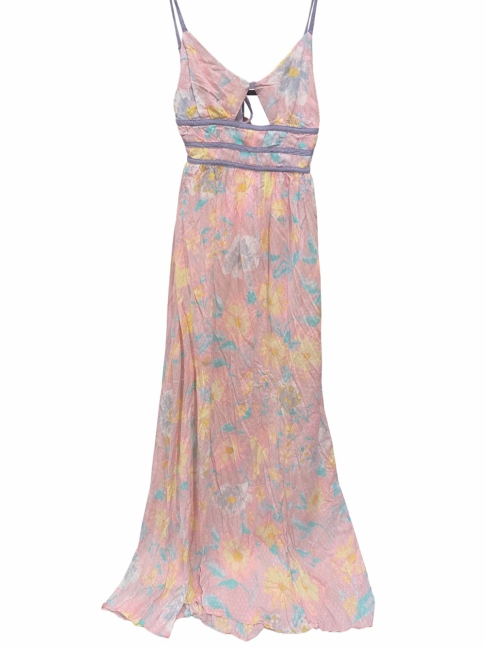 Free People Floral Maxi Dress NWT Boho Pastel Flowy Cutout Size S